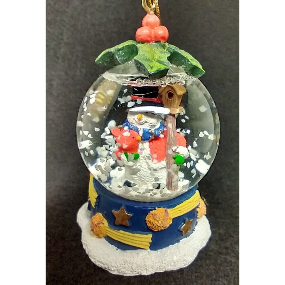 Snow Globe Snowman w/Top Hat Bird Feeder Cardinal In Hand* New In Box *